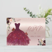 Invitation Doux 16 RSVP Blush Bourgogne Aquarelle Fleurs (Debout devant)
