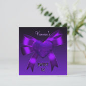 Invitation Doux 16 Seize Anniversaire Coeur Profond pourpre (Debout devant)