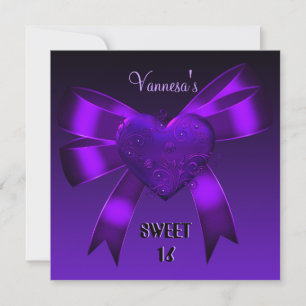 Invitation Doux 16 Seize Anniversaire Coeur Profond pourpre