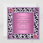 Invitation Doux 16 Seize Anniversaire Rose Fleur Rose Noir (Dos)