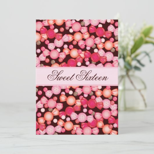 Invitation Doux 16 Seize bonbons en rose (Debout devant)