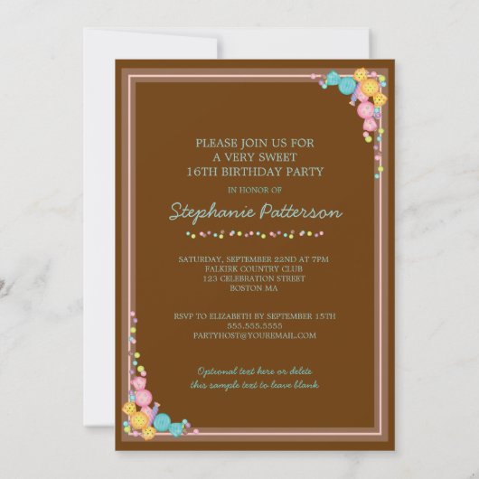 Invitation Doux 16 Seize confiseries en Turquoise et Brown (Dos)