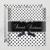 Invitation Doux 16 Seize Noir Spot Argent Blanc (Devant / Derrière)