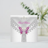 Invitation Doux 16 Seize Papillon blanc rose (Debout devant)