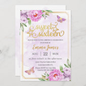 Invitation Doux 16 Seize Papillons Floraux Lilac Violet (Devant / Derrière)