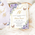 Invitation Doux 16 Seize Papillons Floraux Lilac Violet<br><div class="desc">Personnalisez cette adorable invitation Sweet 16 avec sa propre formulation facilement et rapidement,  appuyez simplement sur le bouton customiser pour réorganiser et formater le style et le placement du texte. Objets correspondants disponibles en magasin ! c) Le Happy Cat Studio</div>