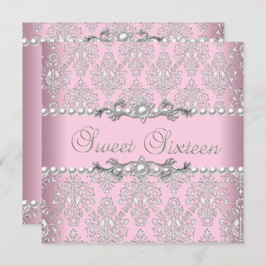 Invitation Doux 16 Seize Pink Silver Blanc Pearl Lace (Devant / Derrière)