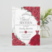 Invitation Doux 16 Seize Roses Rouges Argent Roses Florales R (Debout devant)