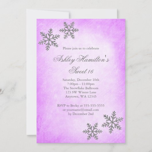 Invitation Doux 16 Snowflakes de Wonderland violet (Devant)
