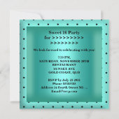 Invitation Doux 16 Sweets sixteens Turquoise bleu Polka point (Dos)
