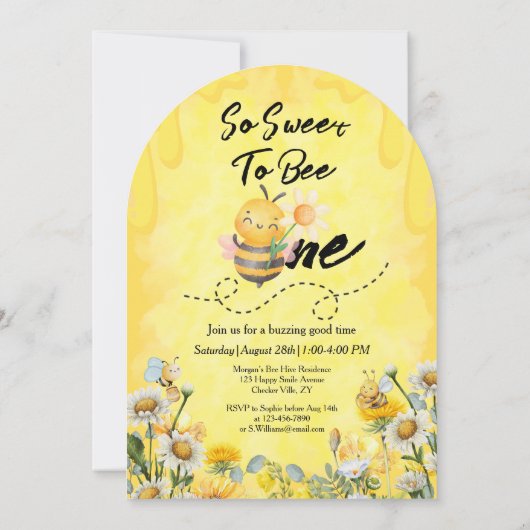 Invitation Doux à être un Fleur sauvage 1er anniversaire (Dos)