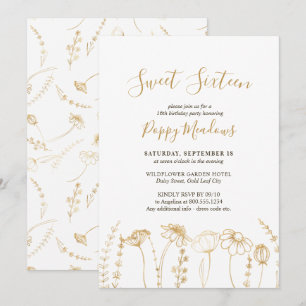 Invitation Doux Anniversaire 16 Ans Fleur Sauvage Esquisse