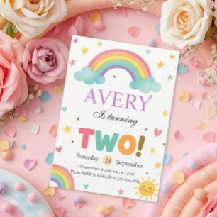 Invitation Doux Anniversaire Rainbow 2ème