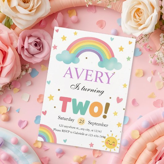 Invitation Doux Anniversaire Rainbow 2ème