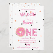 Invitation Doux beignets, couleurs arc-en-ciel, premier anniv (Devant / Derrière)