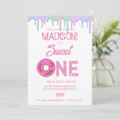 Invitation Doux beignets, couleurs arc-en-ciel, premier anniv (Debout devant)