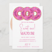 Invitation Doux beignets, couleurs arc-en-ciel, premier anniv (Devant / Derrière)