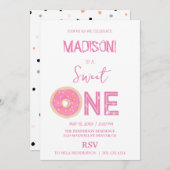 Invitation Doux beignets, couleurs arc-en-ciel, premier anniv (Devant / Derrière)