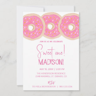 Invitation Doux beignets, couleurs arc-en-ciel, premier anniv