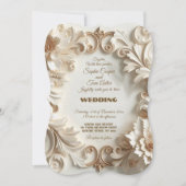 Invitation Doux Blanc Baroque Elégance Florale (Devant)