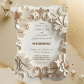Invitation Doux Blanc Baroque Elégance Florale
