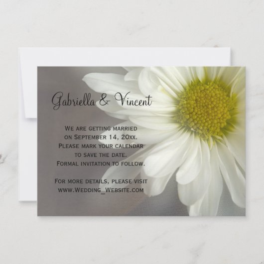 Invitation Doux Blancs sur Mariage Gris Enregistrer la Date (Devant)