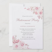 Invitation Doux Blush Elegant Flowers Retraite Party (Devant)