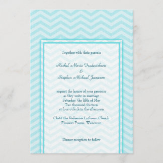 Invitation Doux budget personnalisé Chevron Aqua Blue Mariage