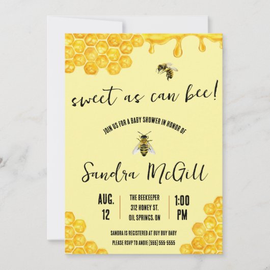 Invitation Doux comme Can Bee ! Abeille de miel, Miel, Baby s (Devant)