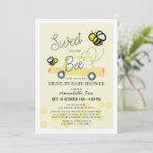 Invitation Doux comme peut Abee Baby shower jaune clair (Debout devant)