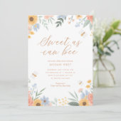 Invitation Doux comme peut Baby shower Floral (Debout devant)