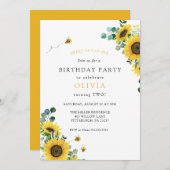 Invitation Doux comme peut Bee Anniversaire (Devant / Derrière)