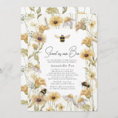 Invitation Doux comme peut Bee Chamomile Baby shower par cour (Devant / Derrière)