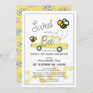 Invitation Doux comme peut Bee White Drive-by Baby shower