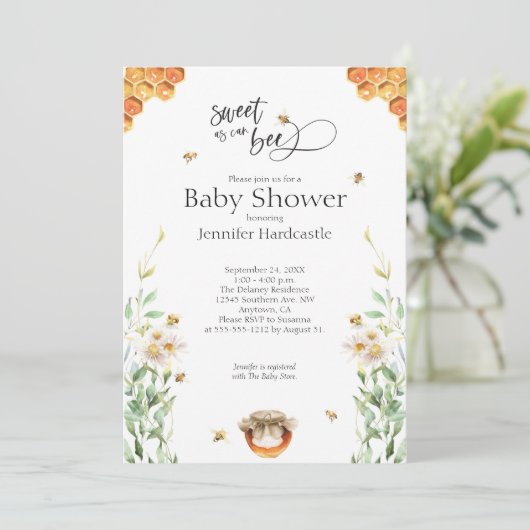 Invitation Doux comme peut être aquarelle Baby shower Floral  (Debout devant)