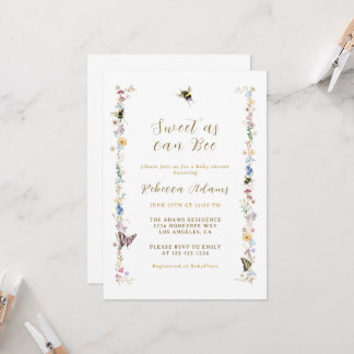 Invitation Doux comme peut être Baby shower Fleur sauvage