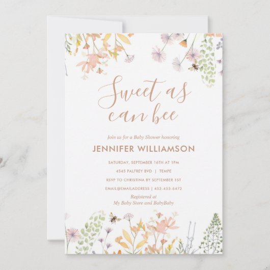 Invitation Doux comme peut être Baby shower floral (Devant)