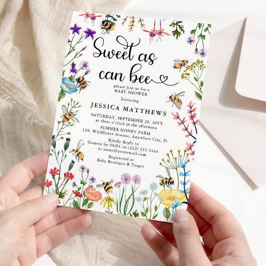 Invitation Doux comme peut Fleur sauvage BumbleBee Baby showe