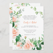 Invitation Doux comme un Rose d'aquarelle de pêche Mariage (Devant / Derrière)