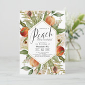 Invitation Doux comme une Pêche Florale Aquarelle 1er anniver (Debout devant)