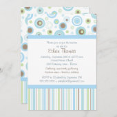 Invitation doux de baptême de point de polka de (Devant / Derrière)