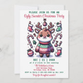 Invitation Doux de Noël moche jolie fête des rennes (Devant)