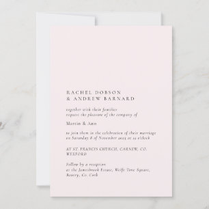 Invitation Doux délicat Pale Blush Simple Élégant Rose rose