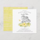 Invitation Doux éléphant joyeux bébé garçon douche (Devant / Derrière)