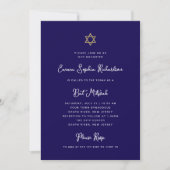 Invitation Doux et simple | Bleu blanc et Bat mitzvah or (Devant)