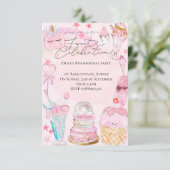 Invitation Doux fête aquarelle Fille anniversaire (Debout devant)