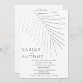 Invitation Doux feuillage de palmiers tropicale en un (Devant / Derrière)