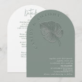 Invitation Doux feuille tropicale en relief simple (Devant / Derrière)