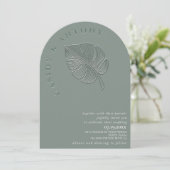 Invitation Doux feuille tropicale en relief simple (Debout devant)