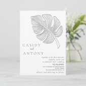 Invitation Doux feuille tropicale en relief simple (Debout devant)